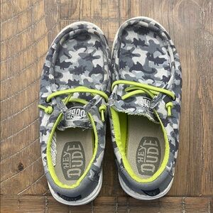 Hey Dude Gray and Green Sneakers Casual Comfort